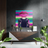 Lip Head Brushed Aluminium Dibond Wall Art.